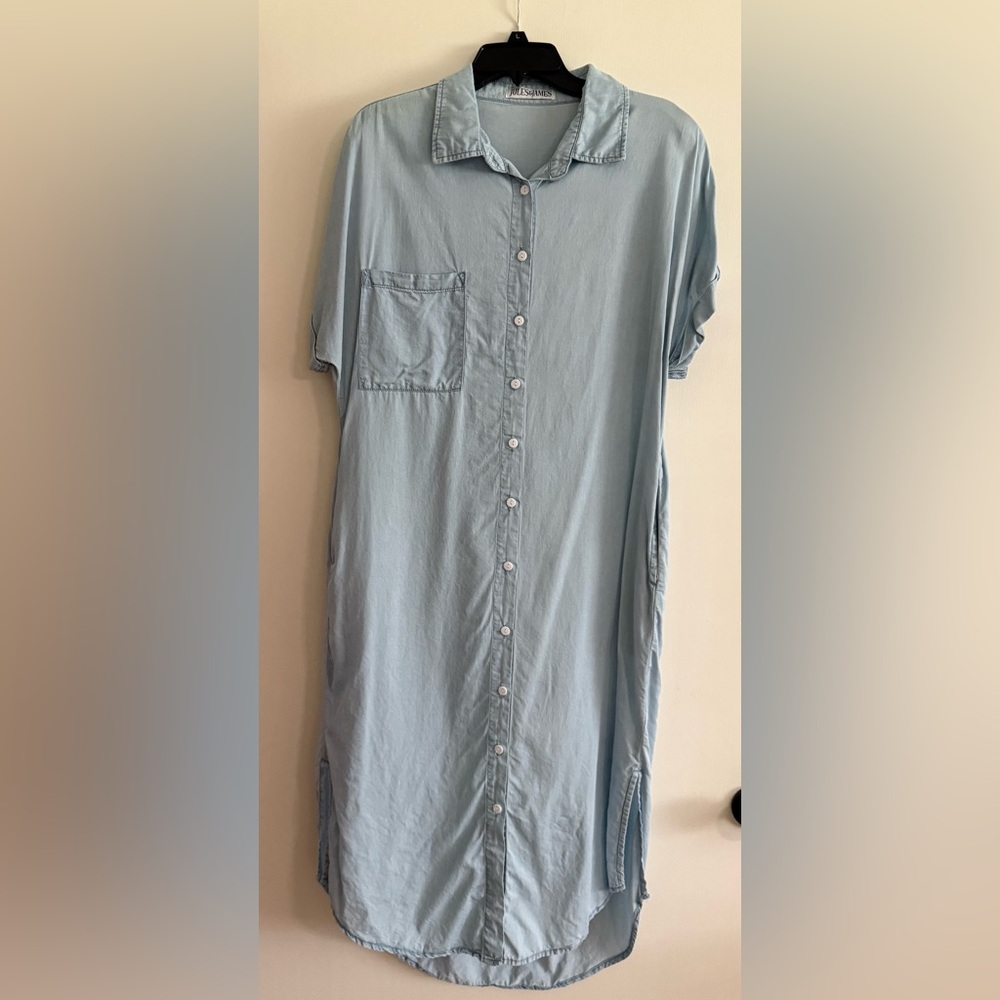 Light Blue Button-Up Denim Dress Size 12